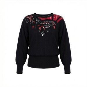 Vintage 80s 90s Lord & Taylor Leather Suede Patchwork Sweater L